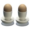 2 x Egg Cups with Suction Base – White Plastic