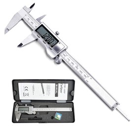 Digital Caliper, 0-150mm / 0-6" Metric Inch Conversion Depth Gauge Measuring Tools, Stainless Steel Vernier Caliper with Extra-Large LCD Display Screen (Silver Digital Caliper)