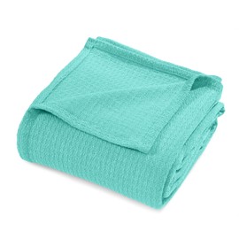 Superior Waffle Weave Cotton Blanket, Perfect for Bedroom, Living Room, Couch, Picnics, Travel, Beach, or Camping, Comfy Blanket, Bedroom Decor, Essentials, Honeycomb Knit, King Size, Turquoise