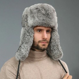 Unbranded Men Winter Imitation Rabbit Fur Hat Trapper Russia Ushanka Earflap Ski Cap NEW - Gray