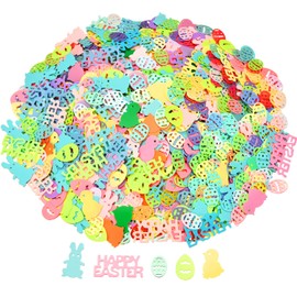 Jovitec 5 Bags 2.5 Ounce Easter Confetti Colorful Bunny Chick and Eggs Shape Confetti for Easter Party Decorations DIY Craft