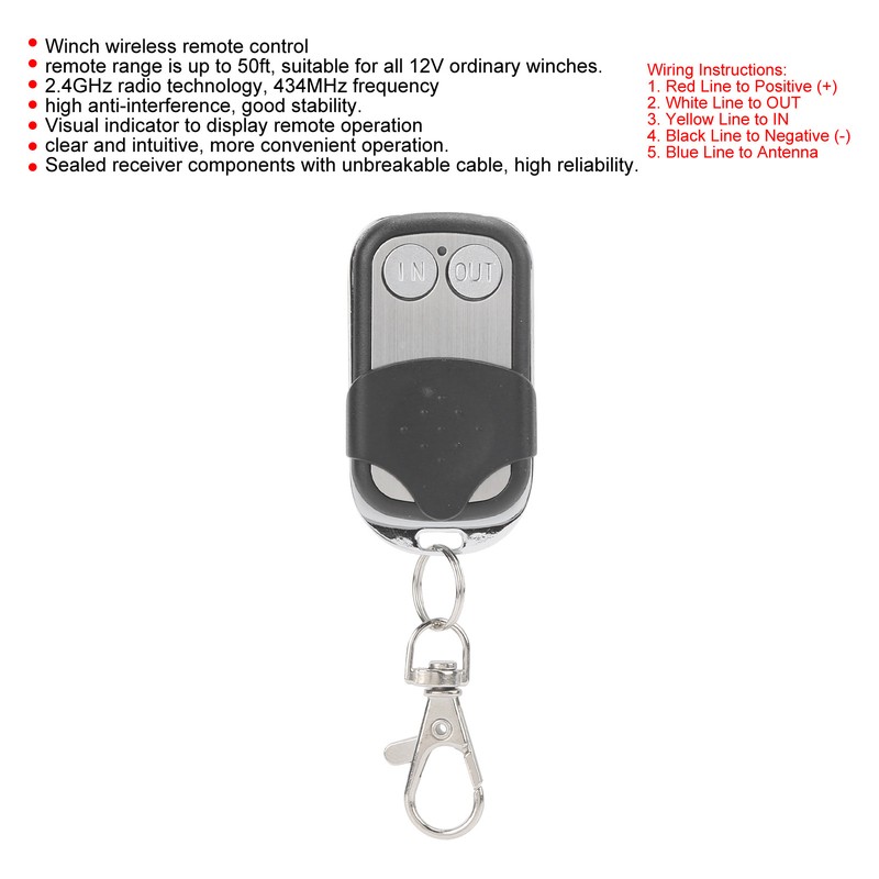 12V Winch Wireless Remote Control Set 434MHz 50ft Long Range