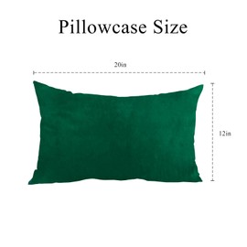 Green Decorative Throw Pillow Covers 12x20 Inch Set of 2, Xmas Decor Velvet Square Cushion Case with Invisible Zipper for Couch Sofa Bed Living Room Car, Christmas Green Decorations Pillow Cases