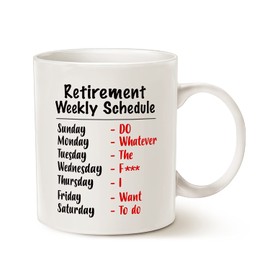 Funny Retirement Gag Gifts for Family Mum Dad Grandpa Grandma, Retired Schedule Calendar Office Coffee Mugs for Coworker Cups, 11 Oz