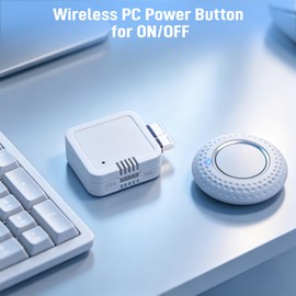 Wireless PC Power Button, Remote PC Power Switch with PCIE Receiver, ON/Off Control for Computer Motherboard (White)