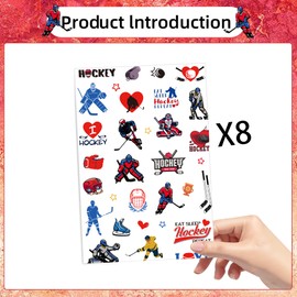 Ice Hockey Temporary Tattoos Stickers - 240+ Hockey Party Decorations Temporary Tattoos Stickers Supplies For Kids Boys Girls Sports Themed Party Gifts Classroom Prizes Winter Ideas Favors