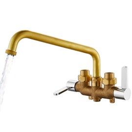 Aolemi Laundry Utility Sink Faucet Wall Mounted Laundry Tub Faucet 3 Inch Center with 2-Handle,NPT3/4 Threaded End,9 Inch Spout Chrome and Brass