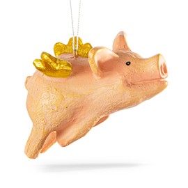 Decorative Pendant 4.5 x 10 cm • 66015 "Hanging Pig Angel, Sau" by Inkognito • Artist: Inkognito © Susanne J. Eckart • Christmas • Objects