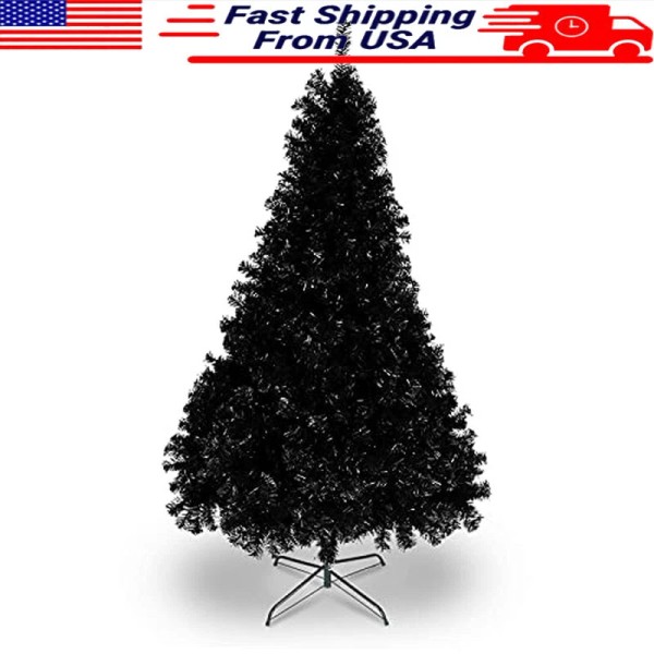 7.5ft Holiday Decoration Artificial Black Tree Easy Setup 2500 Tips