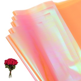 PATIKIL 22.8 x 22.8 Inch Flower Wrapping Paper, 20 Pcs Iridescent Double Sided Plastic Bouquet Packaging Waterproof Florist Supplies DIY Crafts Gift Packaging Gift Box Wedding, Champagne