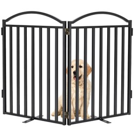 Malier Metal Freestanding Dog Gate with Door, 32'' Height 2 Panels Dog Gate for House, Extra Wide Foldable Indoor Dog Fence Puppy Gate Safety Outdoor Pet Gate for Stairs, Hallways, or Doorway