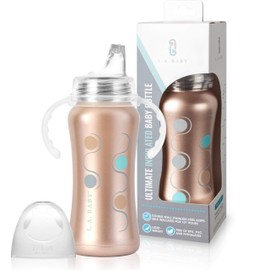 Ultimate Stainless Steel Sippy Cup | 9oz Insulated Sippy Cup for Toddlers - Insulates 10+ Hours | Leak-free, Non-toxic Medical Grade Silicone and Stainless Steel - Rose Gold