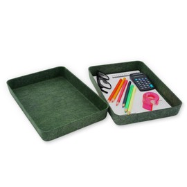 Welaxy 2-piece Office desk drawer organizer tray letter-size documents paper book file Folder Holder storage bins (Forest Green)