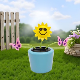 Cute Solar Dancing Flowers Swinging Sunflower Insect Flip Flap Flowers Eco-Friendly Solar Power Bobblehead Dancing Flowers for Solar Power Kits Car Home Decoration Solar Power Kits