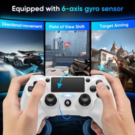 Matbip 2 Pack wireless controller for P4, wireless P4 controller with dual vibration, Turbo, type-c port (Black and White) Radio