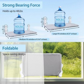 L&W BROS. 2PC Cat Window Perch Cordless Cat Hammock Easy to Assemble Without Tools in 2 Minutes, with 4 Suction Cups, Soft Reversible Cover 20"x 12" Foldable Cat Beds for Indoor Cats (M 2Pc)