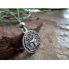 ✿ Moss green chain necklace tree of life forest disc