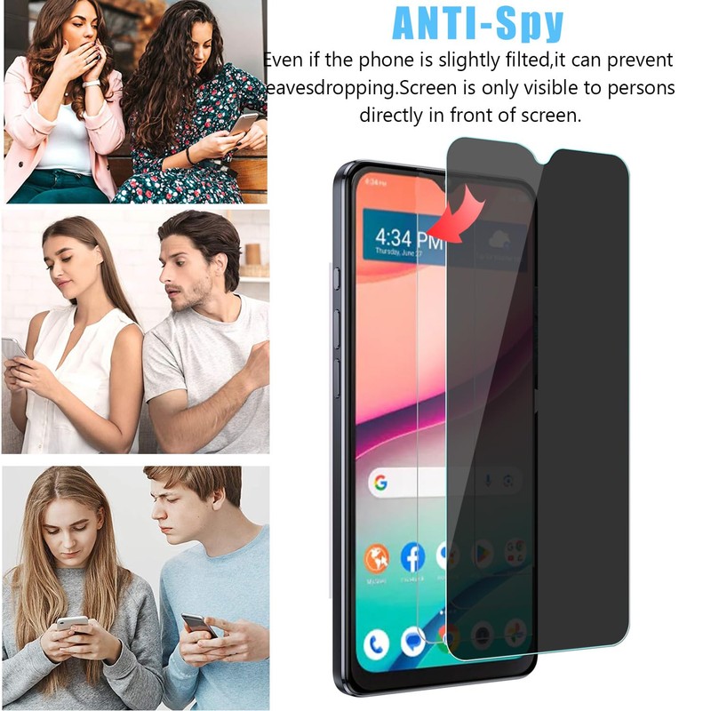 Anbzsign 2 Pack Privacy Tempered Glass Screen Protector for TCL