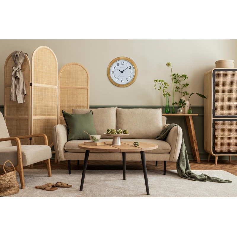 Bulova C5005 Wooden Atomic Analog Wall Clock | Automatically Sets