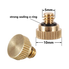 Brass Misting Nozzle Plug 12pc Heavy Duty 10/24 Screw Thread Misting Nozzle Plug for Raised Garden Bed Backyard Outdoor Cooling System (12pc-brass misting nozzle plug)