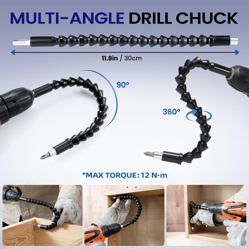 17PCS Power Drill Bit Extension Adaptor Incloud 2PCS Hex Shank