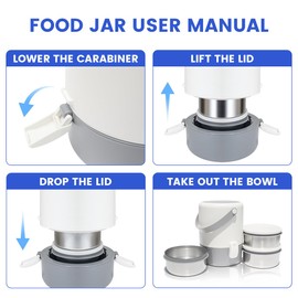 60.87oz Insulated Soup Container,Thermos Container For Hot Food,Contains 3 Tier Stainless Steel Leak Proof Stackable Thermal Food Jar,lunch box Containers For Office Picnic Travel Outdoors (White)
