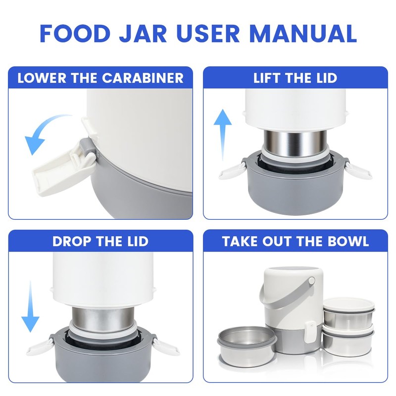 60.87oz Insulated Soup Container,Thermos Container For Hot Food,Contains 3 Tier