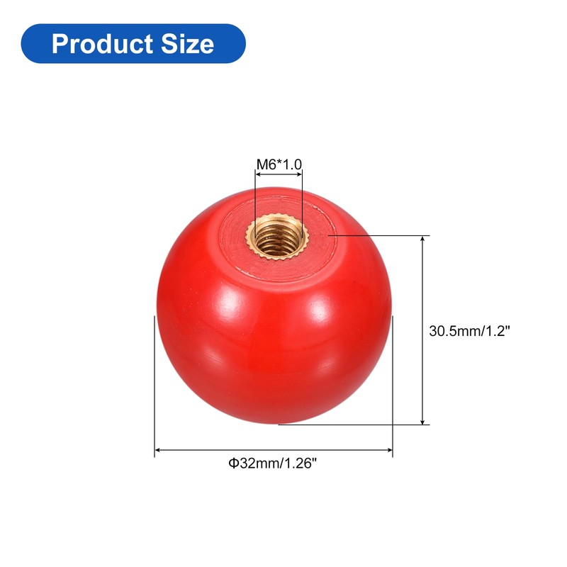 uxcell Threaded Ball Knobs, M6 Female Thread Thermoset Ball Knob