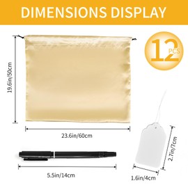 12 Pack Dust Bags for Handbags and Purses, Silk Dust Cover Bag for Handbags Purses Shoes Boots, Drawstring Bag Travel Storage Pouch (Champagne, 23.6 × 19.6 in)