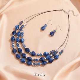 Collar grueso de 3 capas para mujer, collar de cadena de abalorio con aretes, disfraces de moda, collar, conjuntos de joyas, regalos para mujeres, Acrílico, No es una piedra preciosa