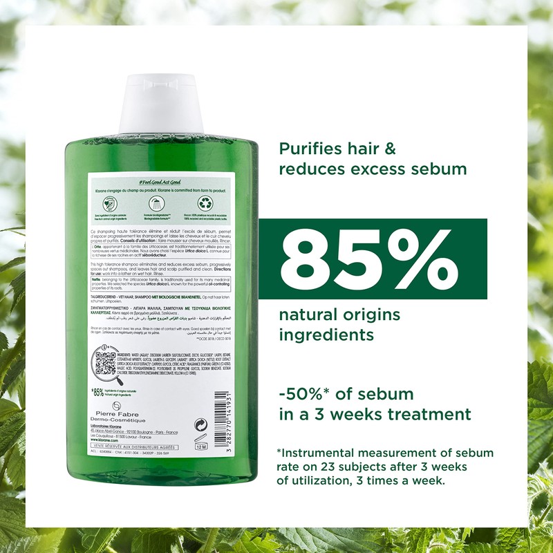 Klorane - Oil Control Shampoo with ORGANIC Nettle - Oily