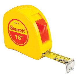 Starrett KTS34-16-N ABS Plastic Case Yellow Measuring Pocket Tape, English Graduation Style, 16' Length, 0.75" Width, 0.0625mm Graduation Interval