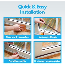 Home Solutions™ Window Insulation & Door Draft Excluder Strip, Window Draft Excluder for Windows, Seal Blocker for Patio & Front Doors (Brown, 5M(L) x 9MM(W) x 9MM(H))