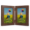 Lyeasw Double Hinged 3.5x5 Picture Frame, Rustic Two Opening 3.5