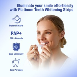 Platinum Pap+ Advanced Teeth Whitening Strips & Pap+ Whitening Pen | Instant Results Formula | 28 Whitening Strips | Up to 8 Shades Whiter Teeth | Vegan Friendly | Sensitivity Free | Peroxide Free