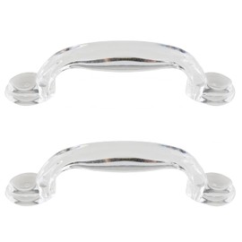 LUORNG Adhesive Drawer Knob 2PCS Transparent Acrylic Pull Handles, Dresser Pulls Glass Look Kitchen Cabinet Door Handle Pull, Adhesive Type