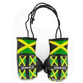 Jamaica Flag Mini Boxing Gloves for the Car or Home (Leather)