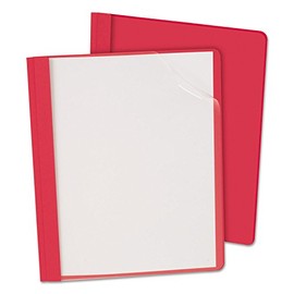 Clear Front Report Cover, Tang Clip, Letter, 1/2" Capacity, Red, 25 per Box