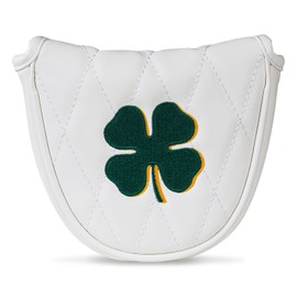 Golf Putter Headcover, Four-Leaf Clover Putter Cover Blade Putter Cover Mallet, White (for Mallet)