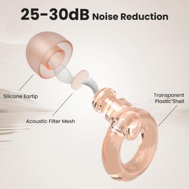 JUSTRVN Ear Plugs for Concert, 2 Pairs of Noise Reduction Earplugs 25dB-30dB with 8 Ear Tips&Carry case,Reusable Hearing Protection earplugs for Sleep,Social,Work,Focus&Noise Sensitivity