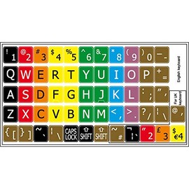 NEW LEARNING LARGE LETTERING COLORED UPPER CASE ENGLISH US DECALS FOR KEYBOARDS