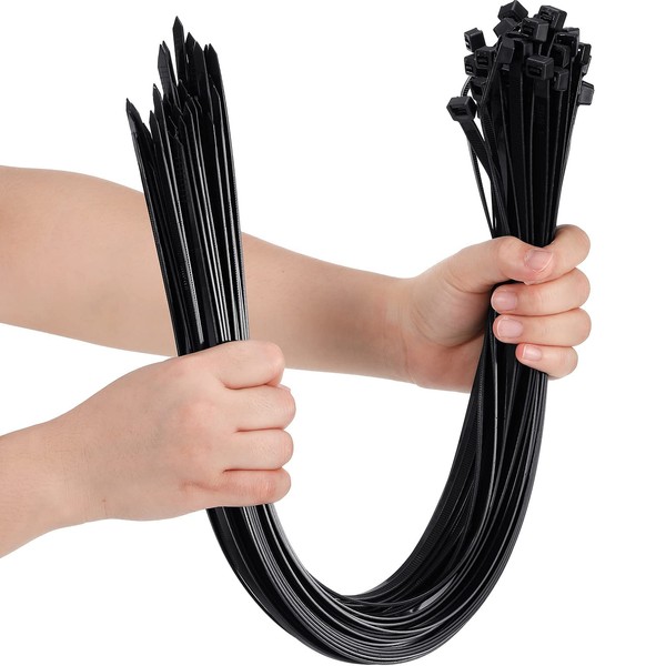 50 Pcs Zip Ties Heavy Duty Strong Large Cable Wire Ties Zip Ties Industrial Sturdy Wire Ties, Awnings Tying Branches Bundling of Crops Fixed Water Pipes(Black,24 inch x 7.9 mm)