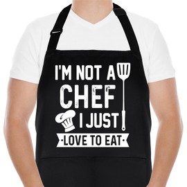 Guiqulai Black Funny Kitchen Apron Adjustable – Humorous Apron with Double Pockets – Unisex Waterproof Design for Cooking, Grilling, BBQ, Cooking, Gift Present for Dad Mom Grandma