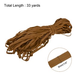 sourcing map Flat Elastic Cord for Sewing 1/4 inch 6mm 33 Yards Knit Heavy Stretch Strap Cord Rope for Crafts DIY Brown