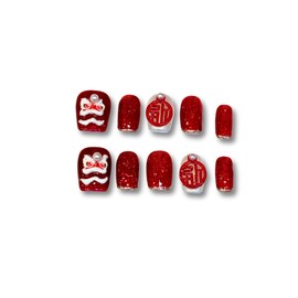 Yabonica 1000 Times Reusable Press On False Nails Square, Handmade Press on Nails Short 10 Pcs-Wear Comfortably (008, S)