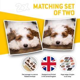 Square Stickers (Set of 2) 7.5cm - Sleepy Fluffy White Dog Puppy Cute Laptop Tablet Luggage Scrapbook #15519