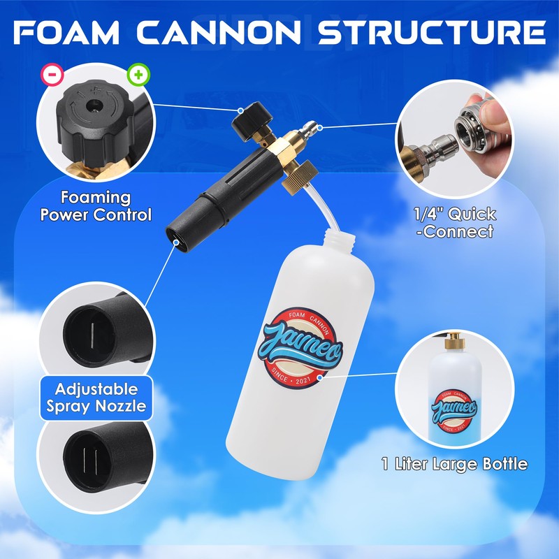 Javneo Short Pressure Washer Gun with Foam Cannon, Power Washer