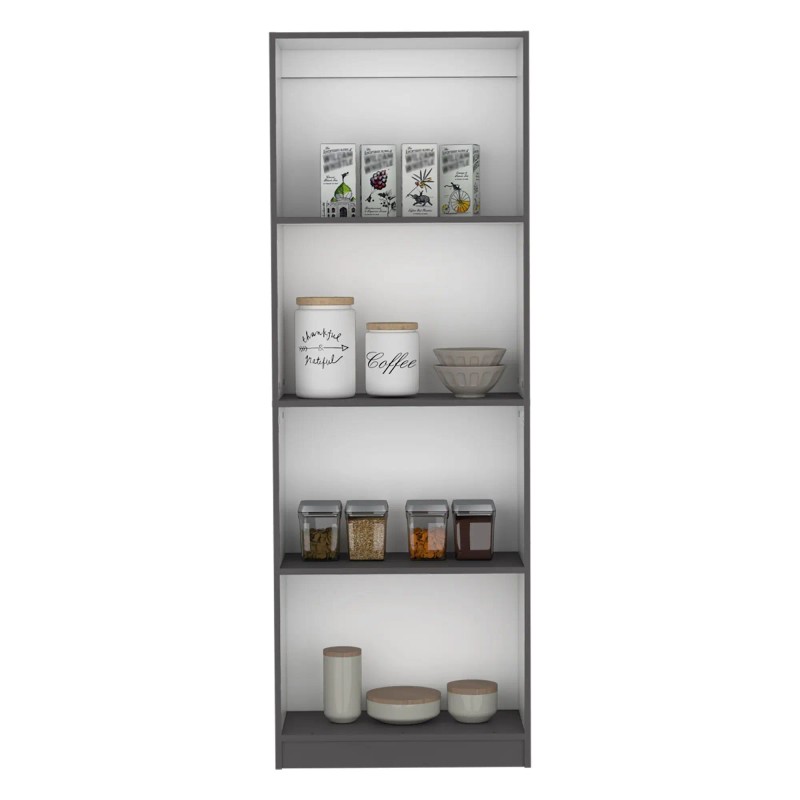 Vinton Matt Gray/White Bookcase with Spacious Tier-Shelving Designcolor: as Pic
