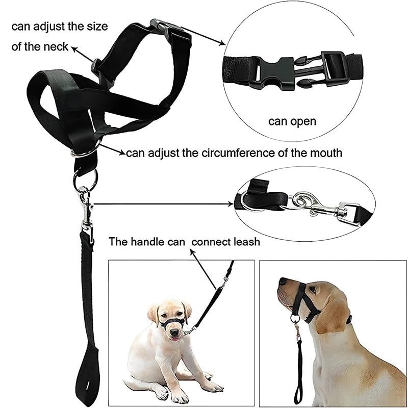 AIMALL Adjustable Dog Head Halter - Effective Anti-Pulling Training Collar
