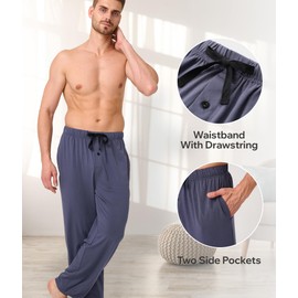 BAMBOO COOL Men's Pajamas Bottoms, Pajama Pants for Men, Lounge Sleep Pant, Pj Bottom, Soft Comfy Sleepwear with Pockets